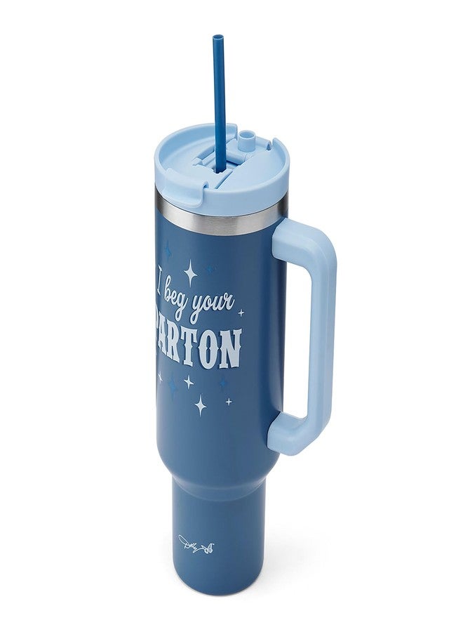 Dolly Parton Tumbler With Handle, Double Wall Vacuum Insulated Stainless Steel With Straw Lid, Cold For Up To 24 Hours Or Hot For Up To 8 Hours, 40 Ounce, Blue - Image 4